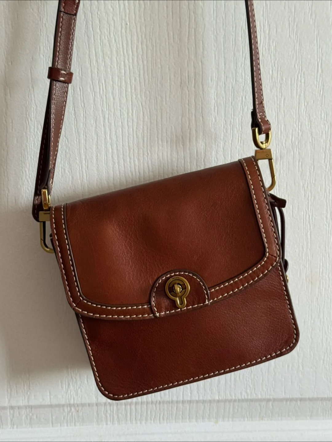 Fossil Brown Leather Crossbody Bag