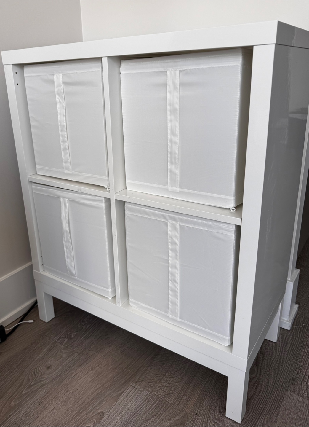 White Storage Shelf Unit – (4 Boxes Included) - photo 2