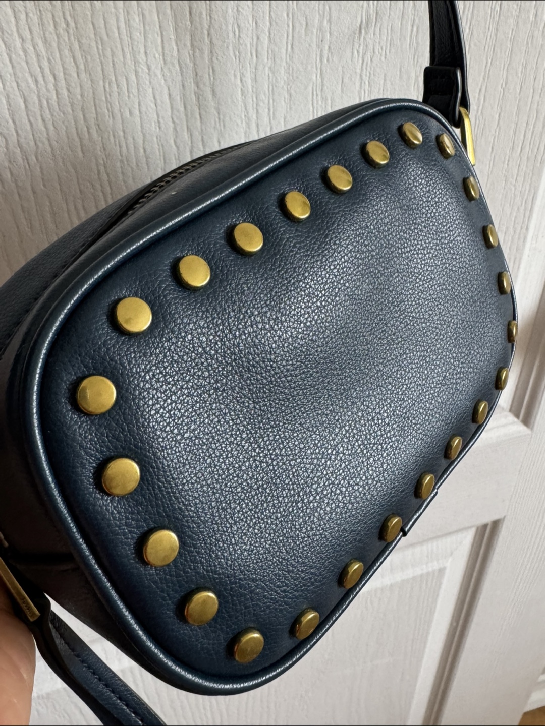 Fossil crossbody bag, navy blue, studded - photo 3