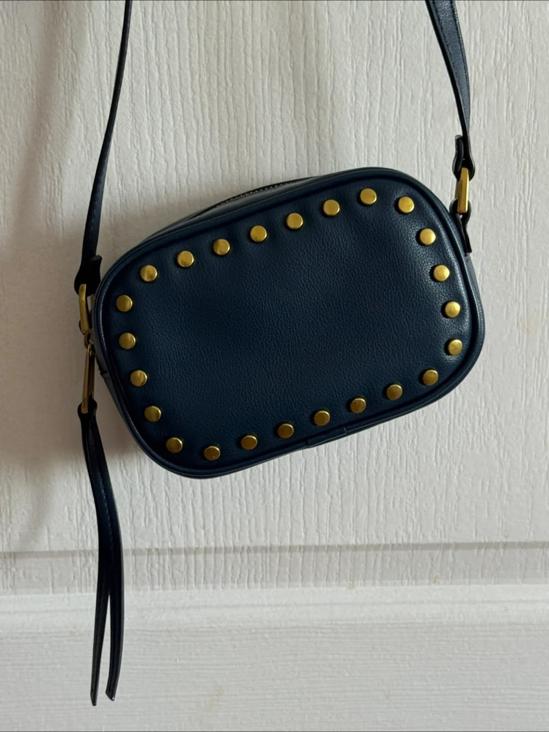 Fossil crossbody bag, navy blue, studded