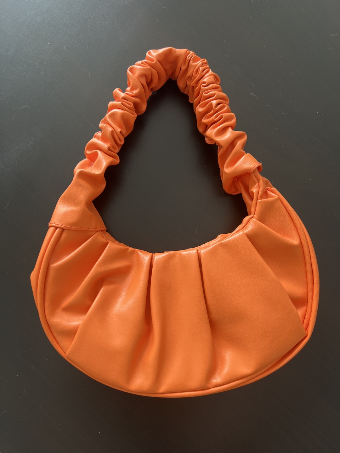 Orange Ruched Mini Handbag