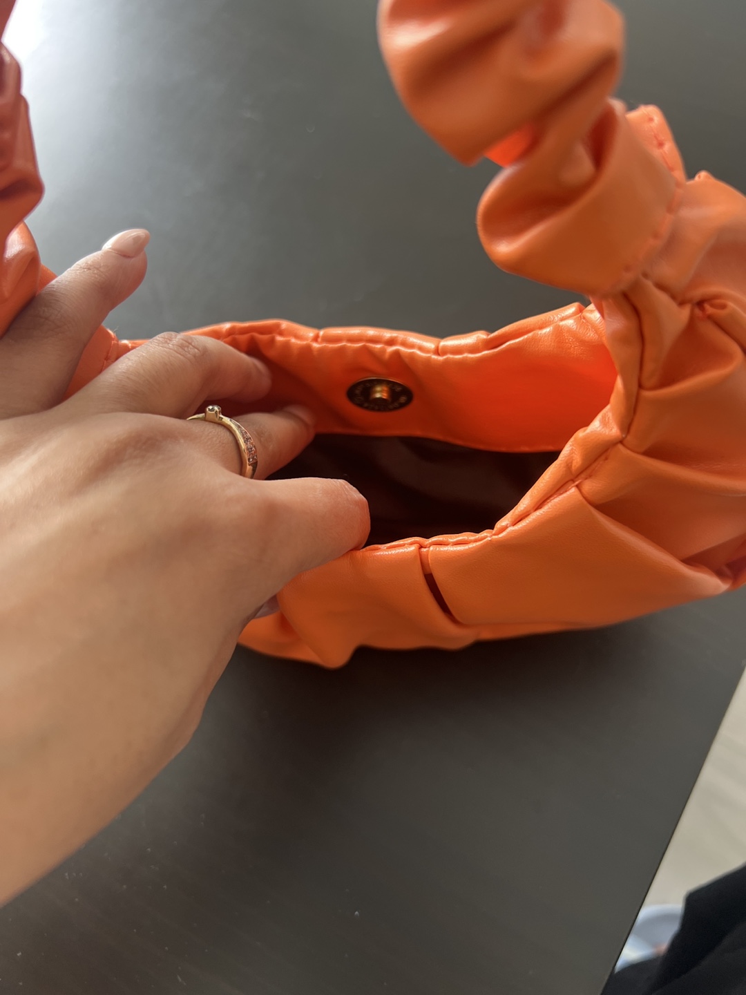 Orange Ruched Mini Handbag - photo 4