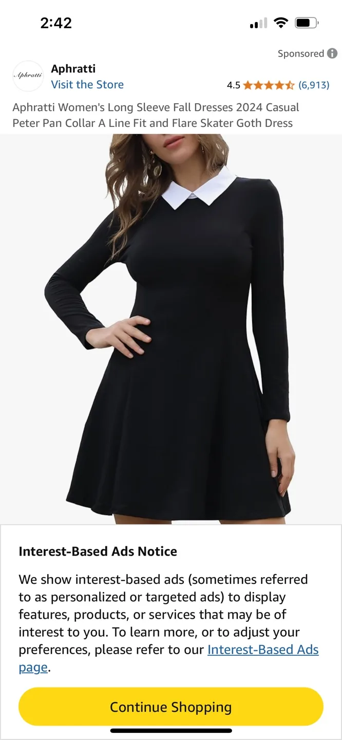 Aphratti Black & White Peter Pan Collar Mini Dress - Size L image indicator(7)