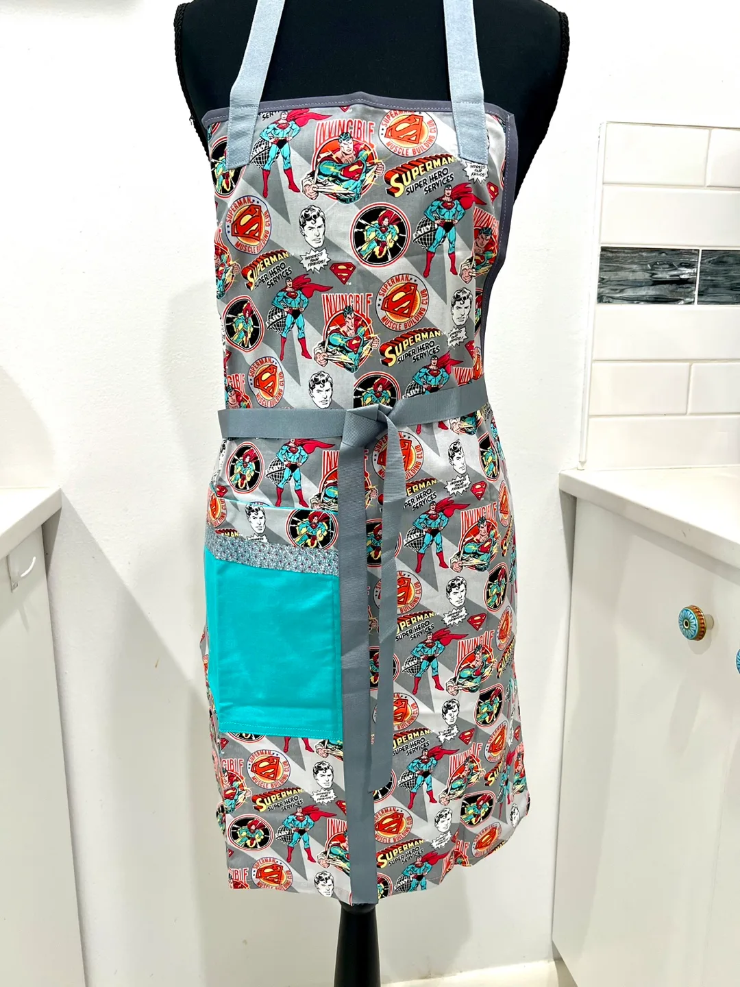 Superman Apron. Unisex Apron. Handmade Apron image indicator(2)