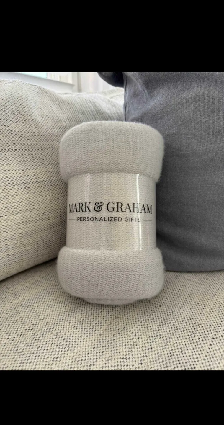 Mark & Graham Light Grey Plush Throw Blanket thumbnail