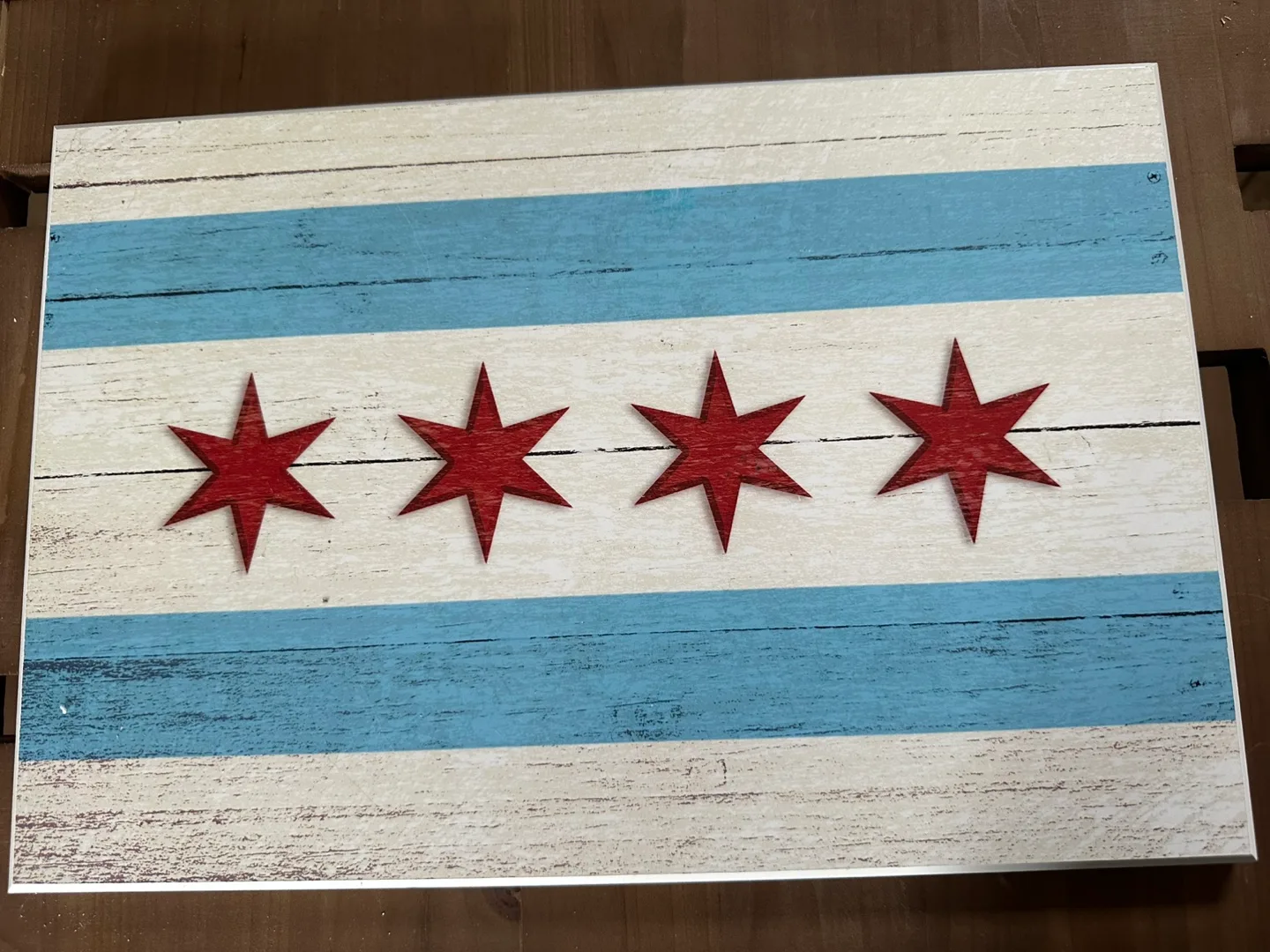 Chicago Flag Wood Print thumbnail