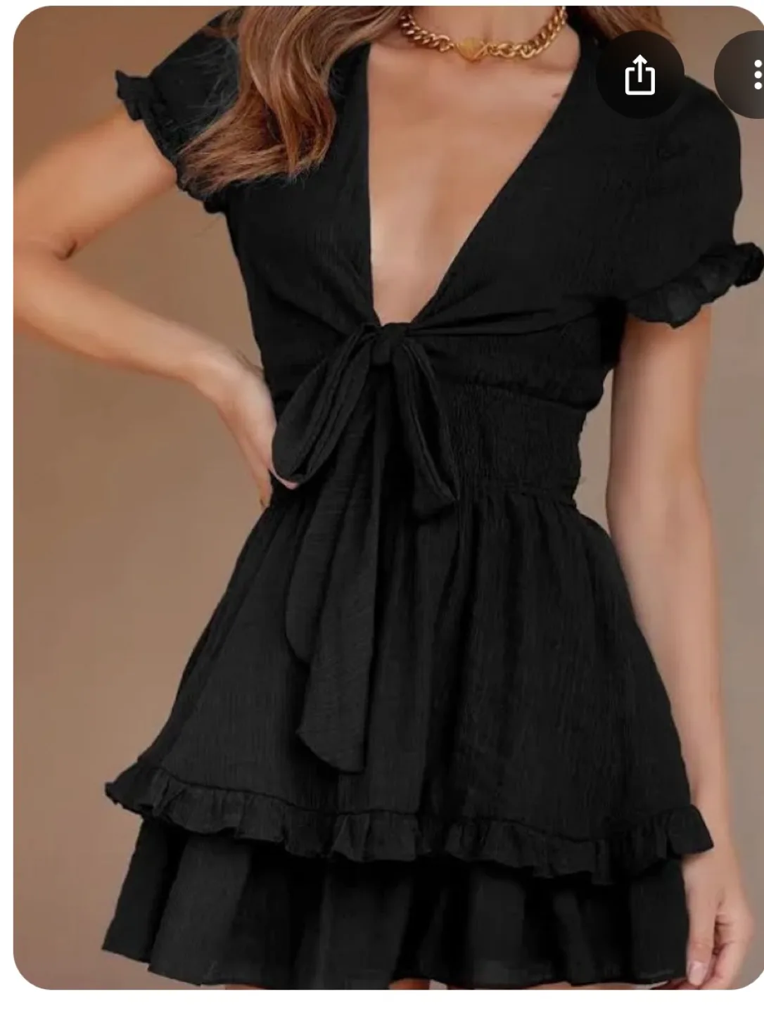 PrettyGarden Black Ruffle Mini Dress image indicator(2)