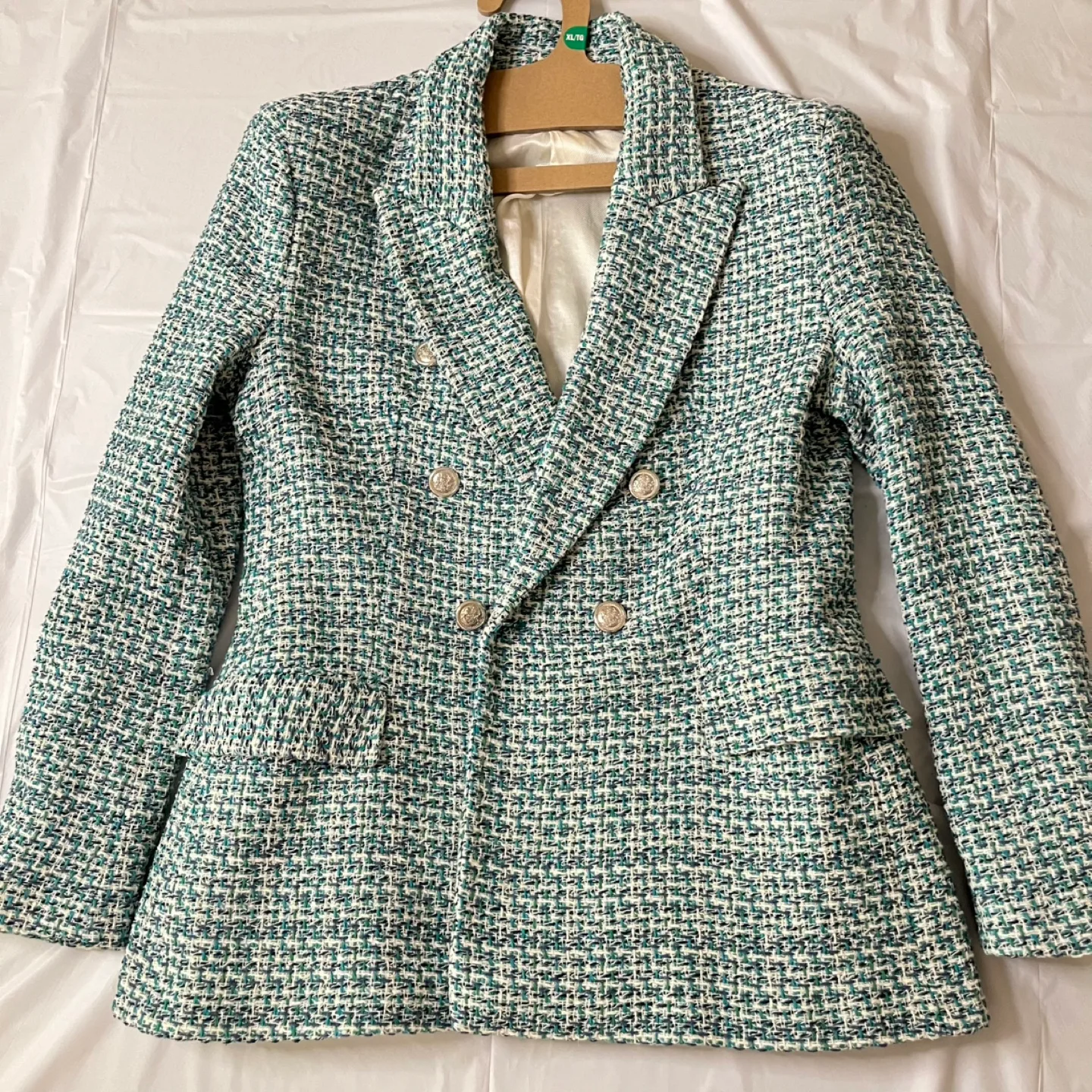 Women's Double-Breasted Tweed Blazer Jacket thumbnail