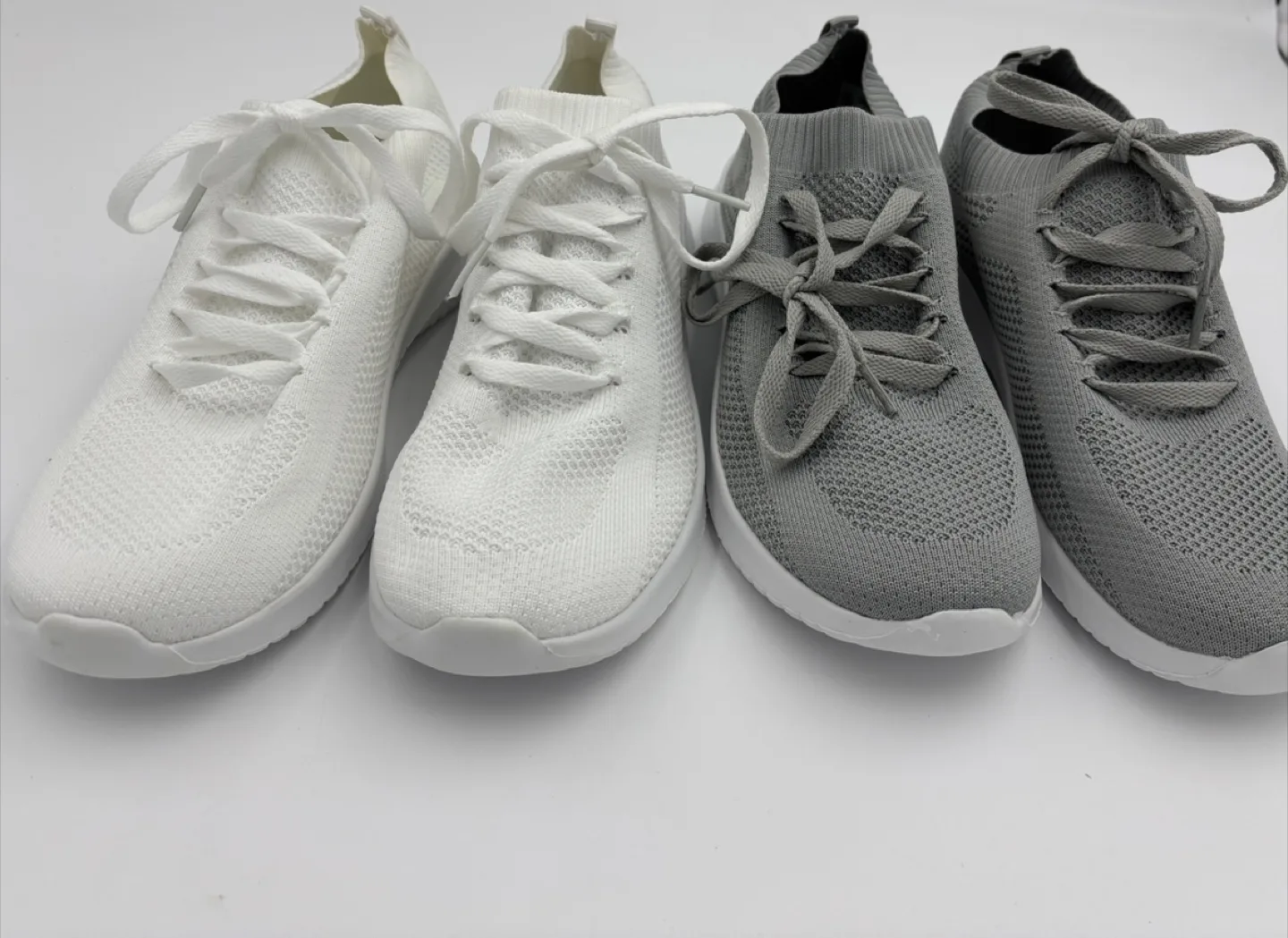 New Women's Knit Sneakers - 2 pairs White and Grey image indicator(3)