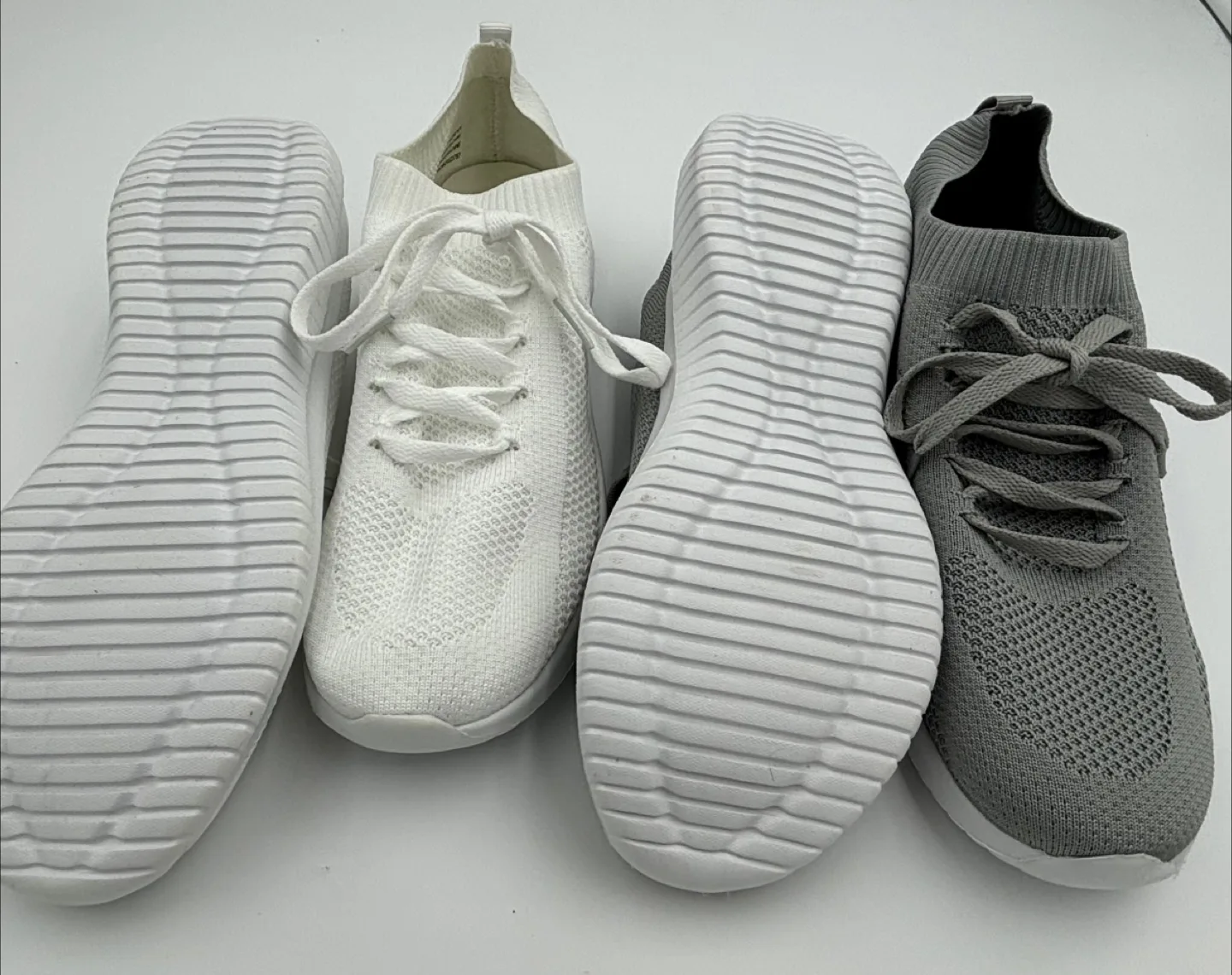 New Women's Knit Sneakers - 2 pairs White and Grey image indicator(2)