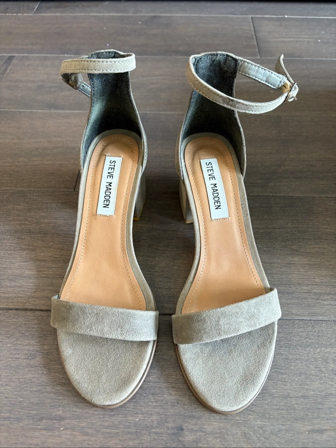 New! Steve Madden Grey Suede Ankle Strap Heels thumbnail