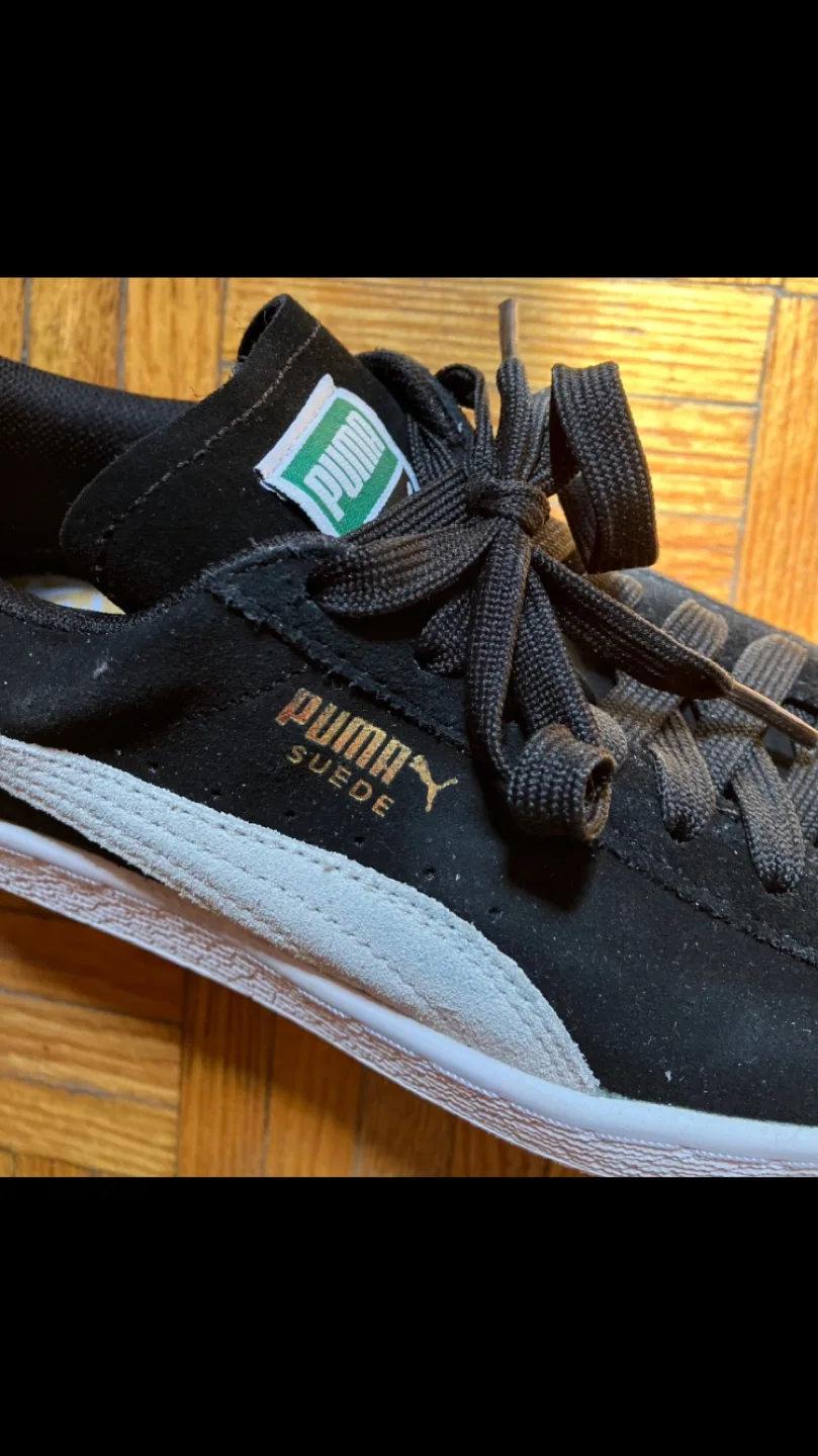 Puma Suede Classic XXI Black Sneakers - Women's Size 8 👟🖤🧡🤍 🏒 image indicator(5)