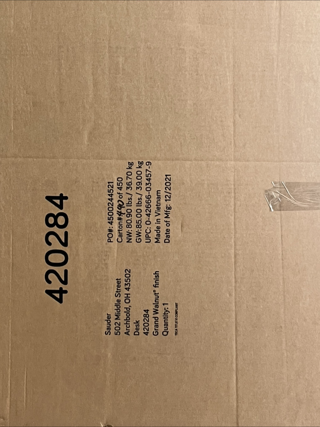 Sauder Harvey Park Metal Base Desk - Still sealed in box