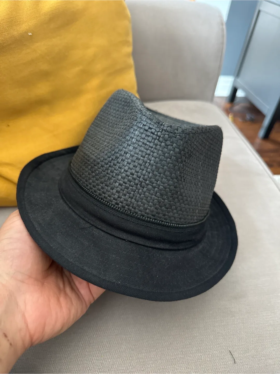 Black Woven Fedora Hat (size 58) image indicator(2)