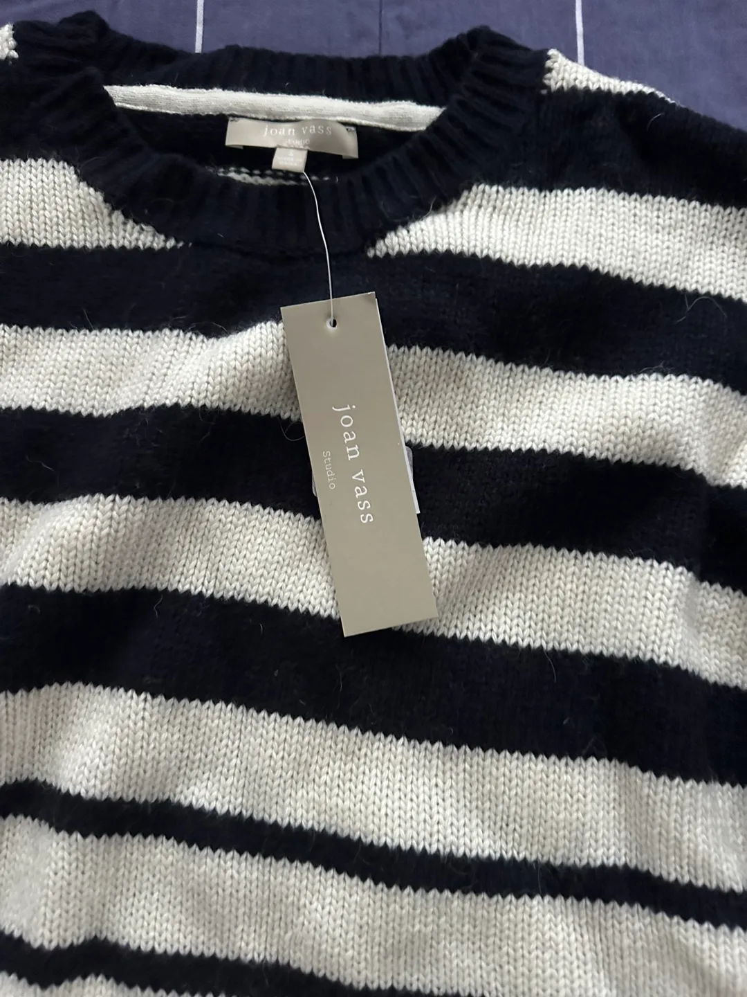 Joan Vass Studio Black and White Striped Sweater image indicator(2)