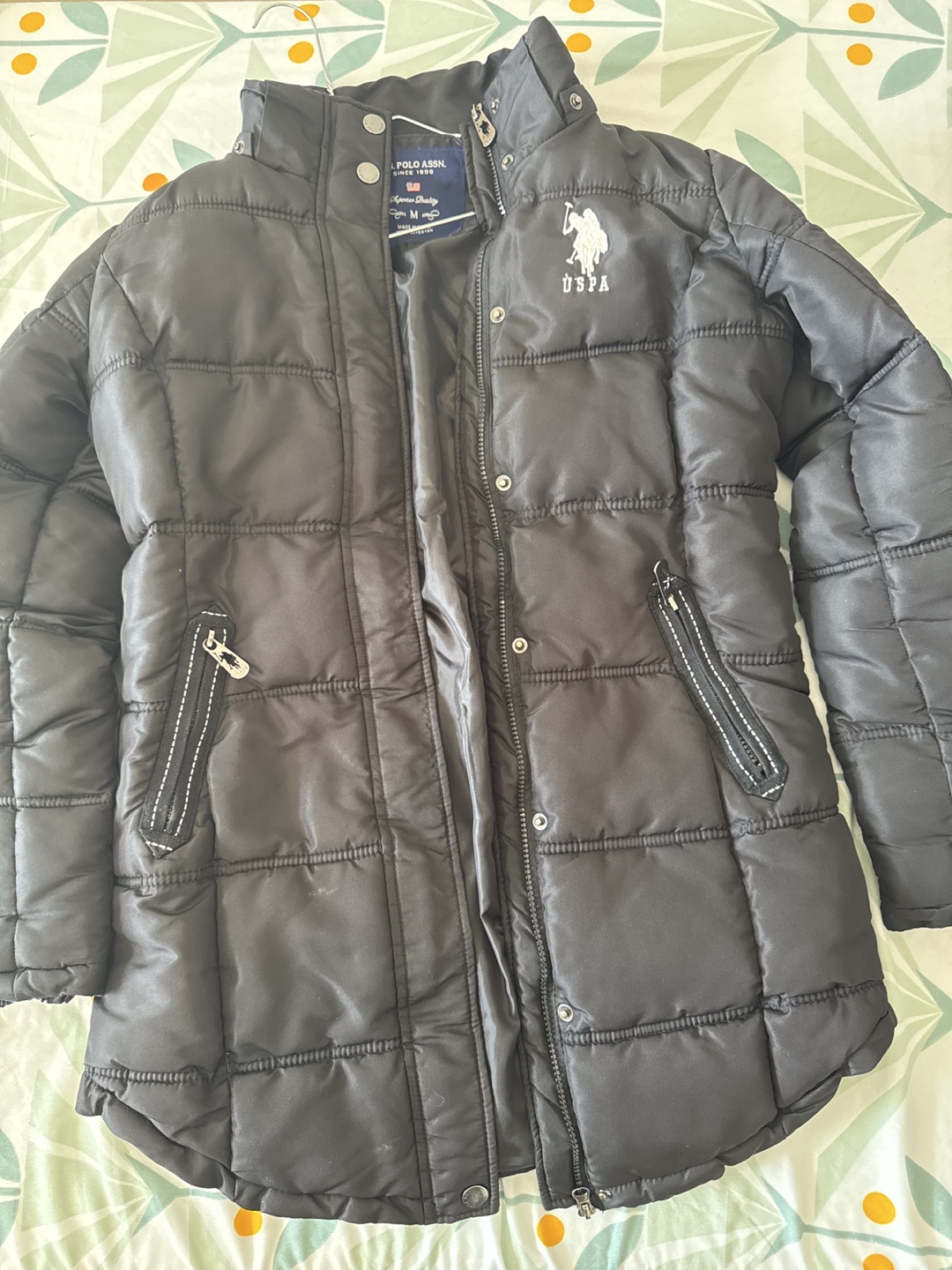 US Polo Assn. Women's Black Puffer Jacket - Size M