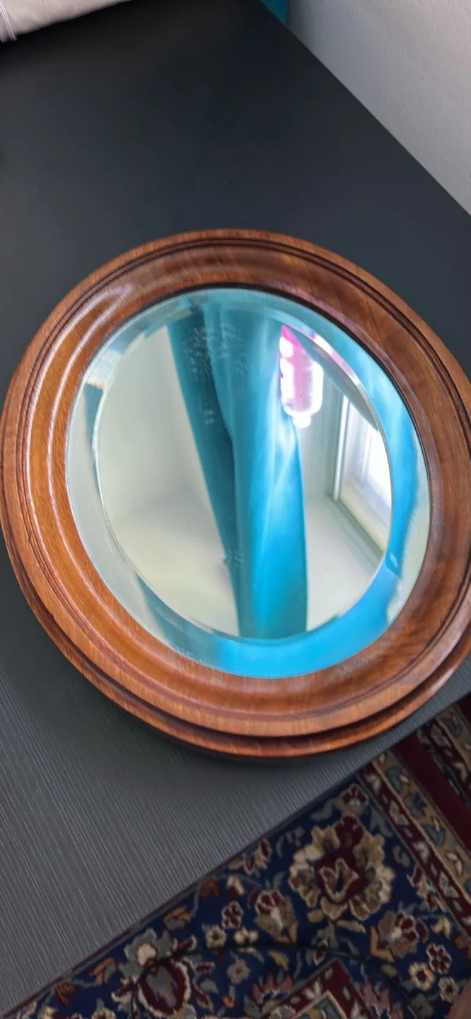 Vintage Wooden Oval Mirror image indicator(2)