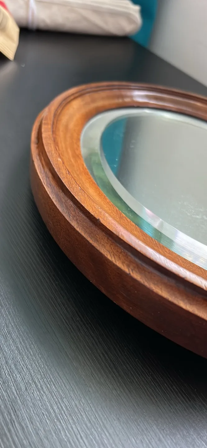 Vintage Wooden Oval Mirror image indicator(3)