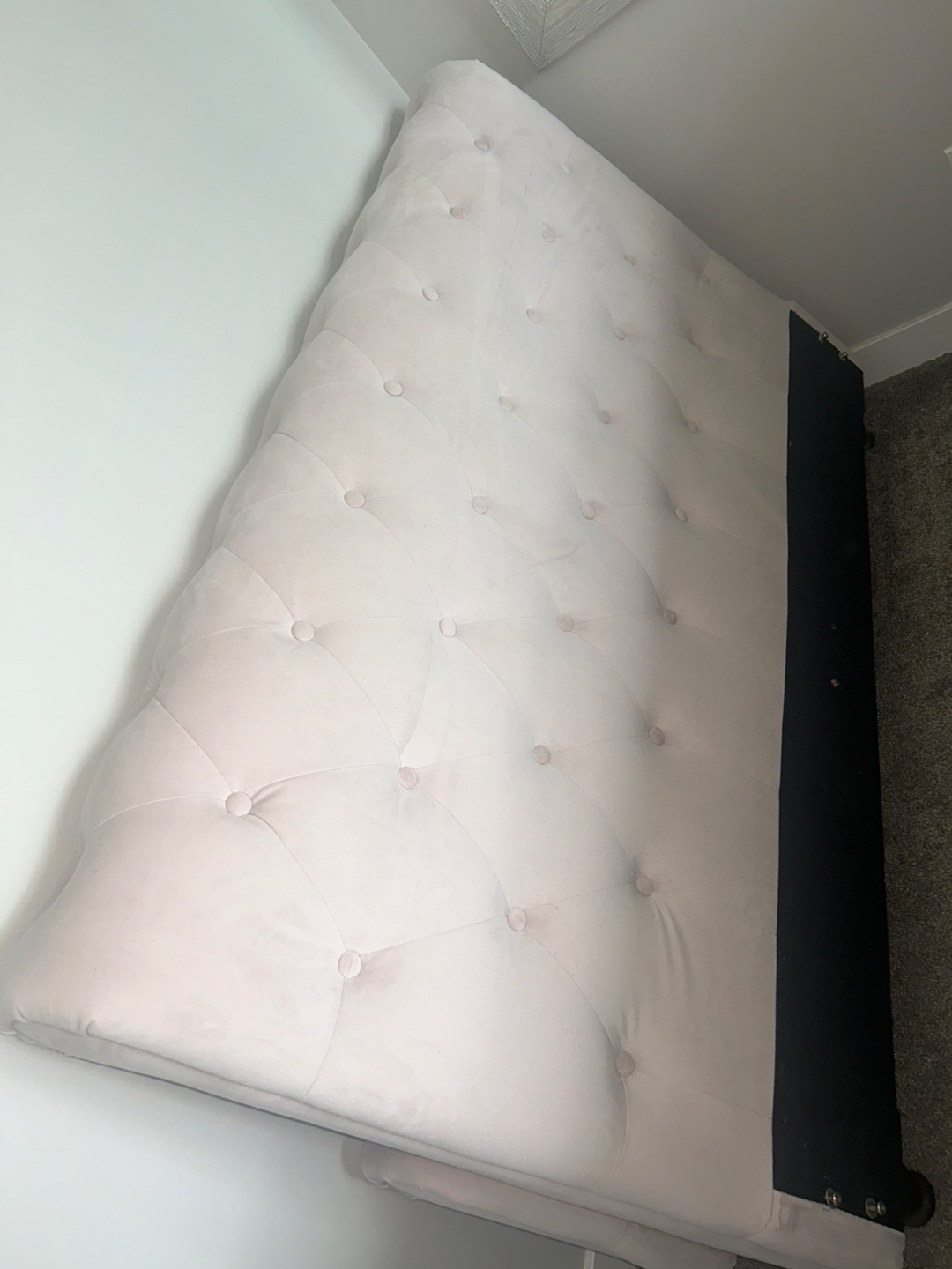Velvet double bed frame powder-pink