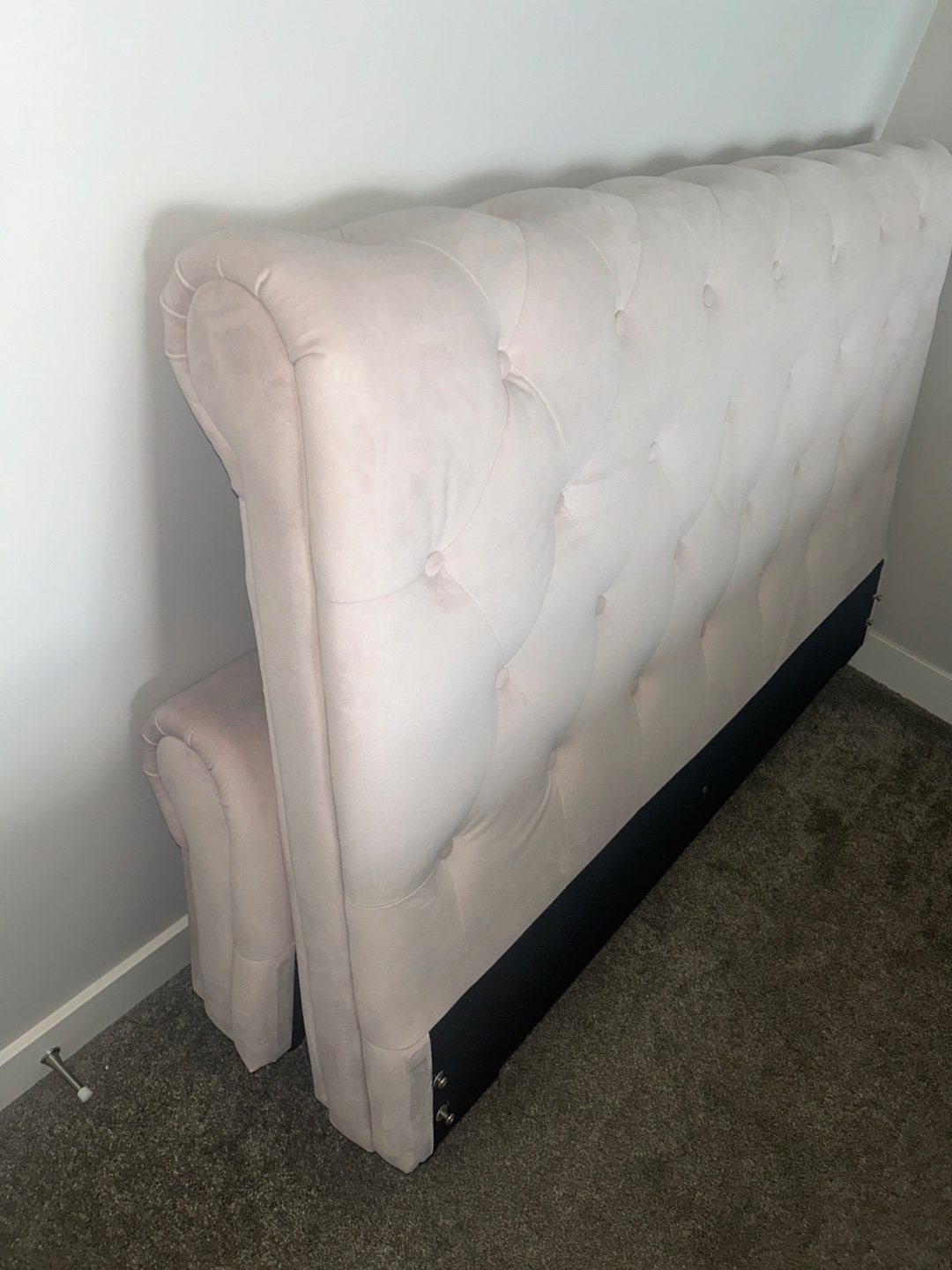 Velvet double bed frame powder-pink - photo 2