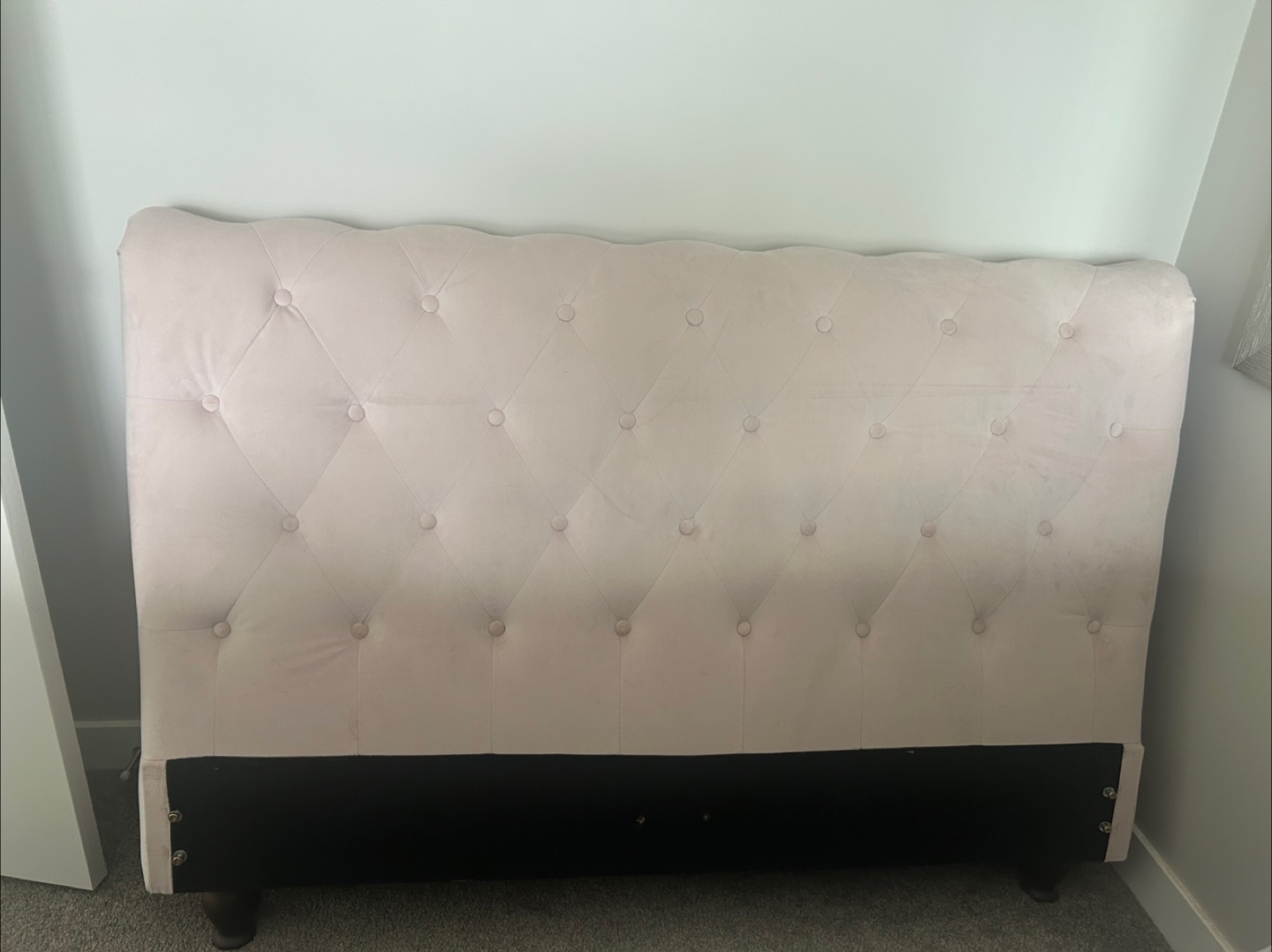 Velvet double bed frame powder-pink - photo 3