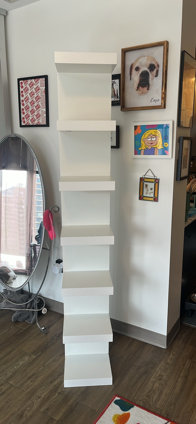 White 5-Shelf Ladder Bookshelf