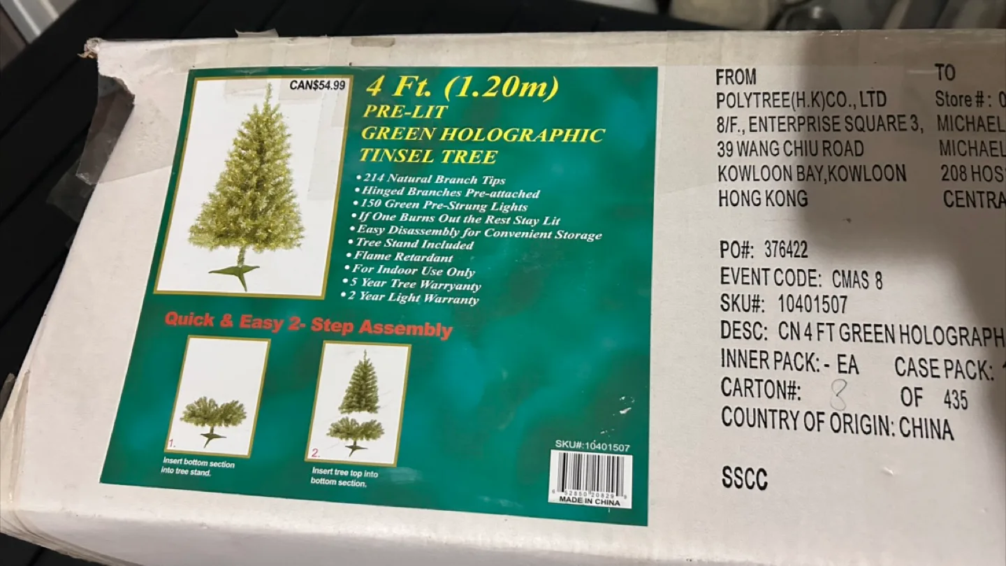 4ft Pre-lit Green HoloTree + Snowman Figurine + 15-inch Wreath thumbnail