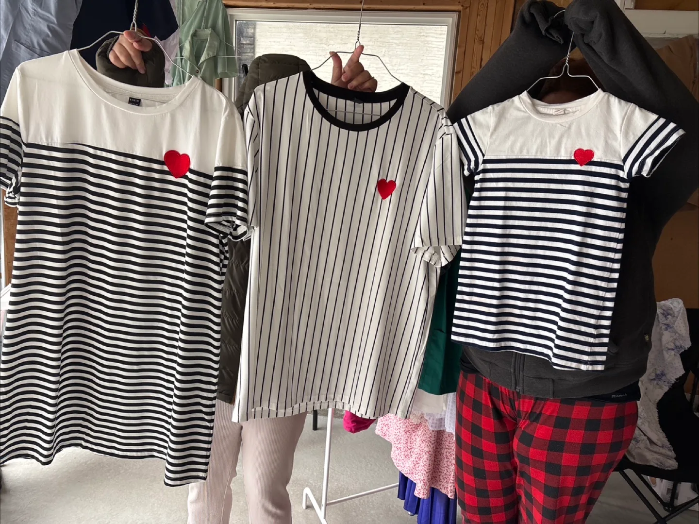 Family Matching Striped T-Shirts with Heart Detail thumbnail
