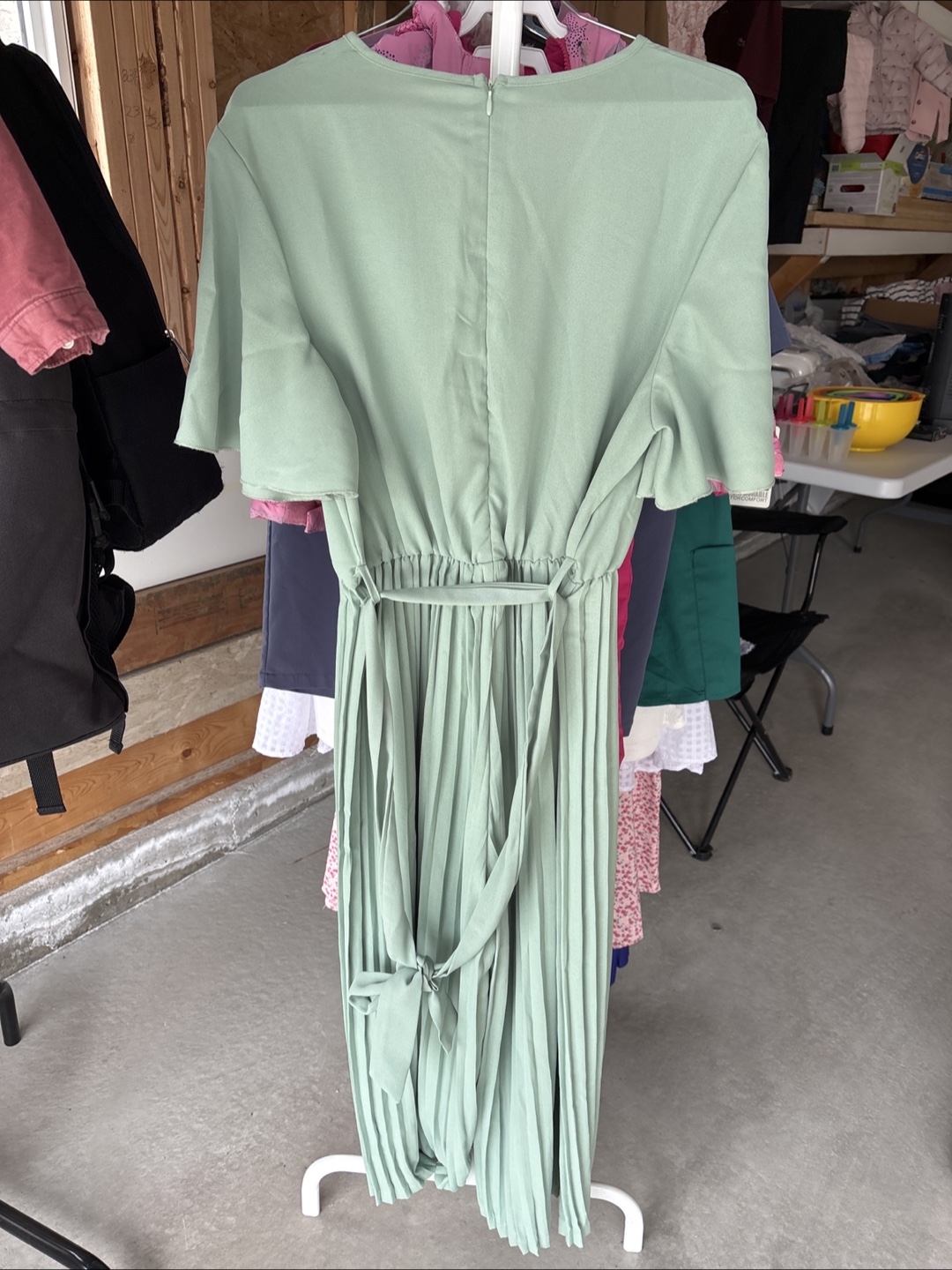 Sage Green Pleated Jumpsuit/Dress for Mom and baby - photo 2