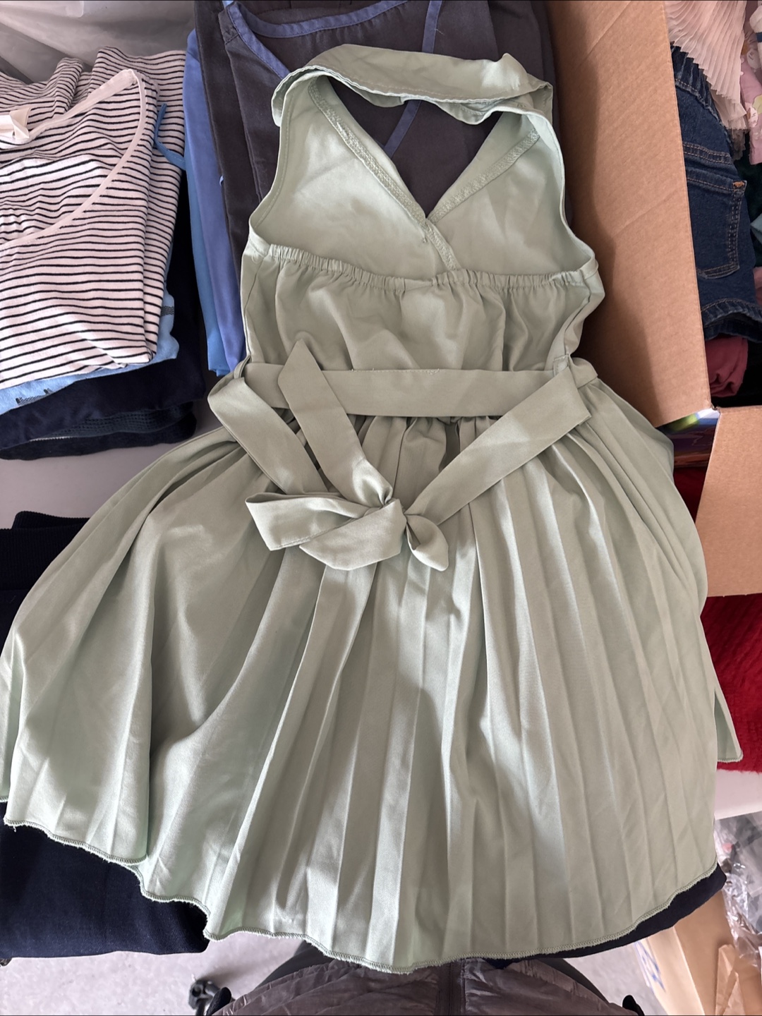 Sage Green Pleated Jumpsuit/Dress for Mom and baby - photo 4