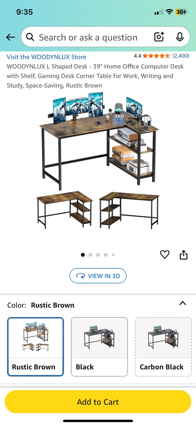 L Shaped Desk 39" - Move-out sale - Negotiable