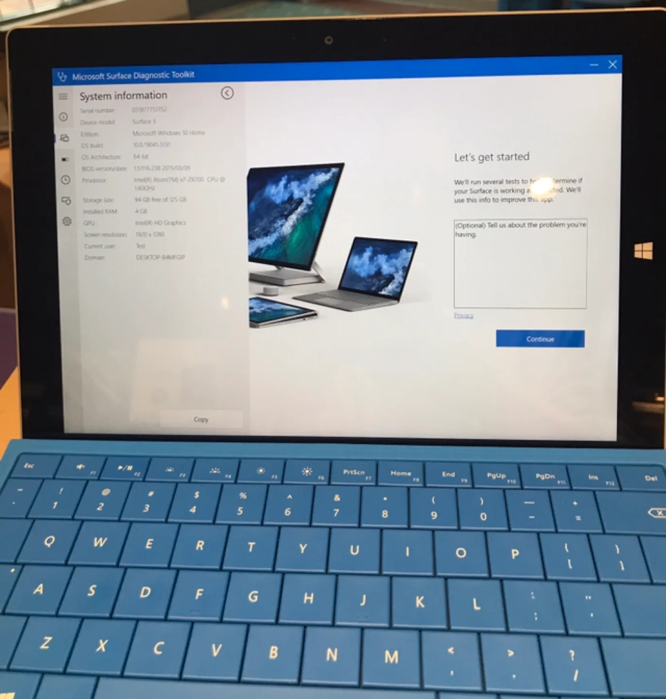 Microsoft Surface 3 Intel x7-Z8700 128GB SSD 4GB RAM W10 & KB thumbnail