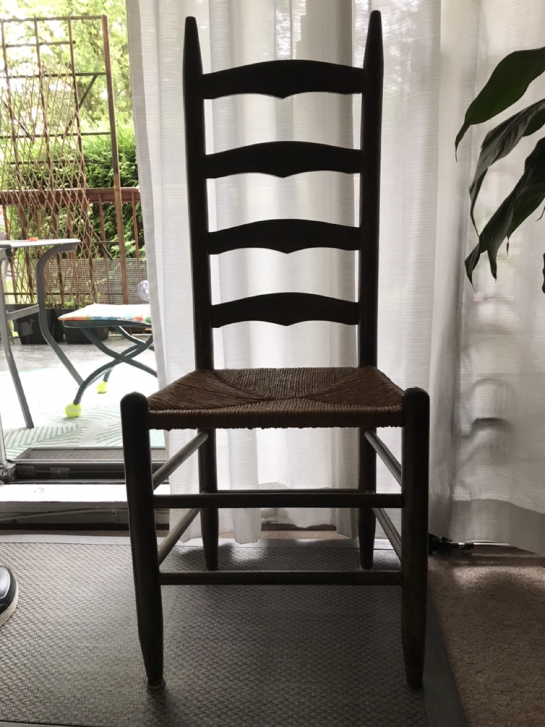 Vintage Ladderback Chair with Rush Seat