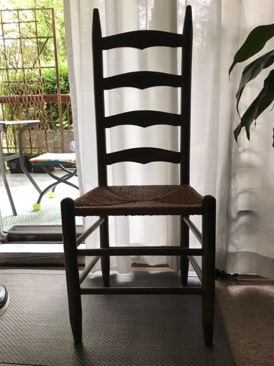 Vintage Ladderback Chair with Rush Seat thumbnail