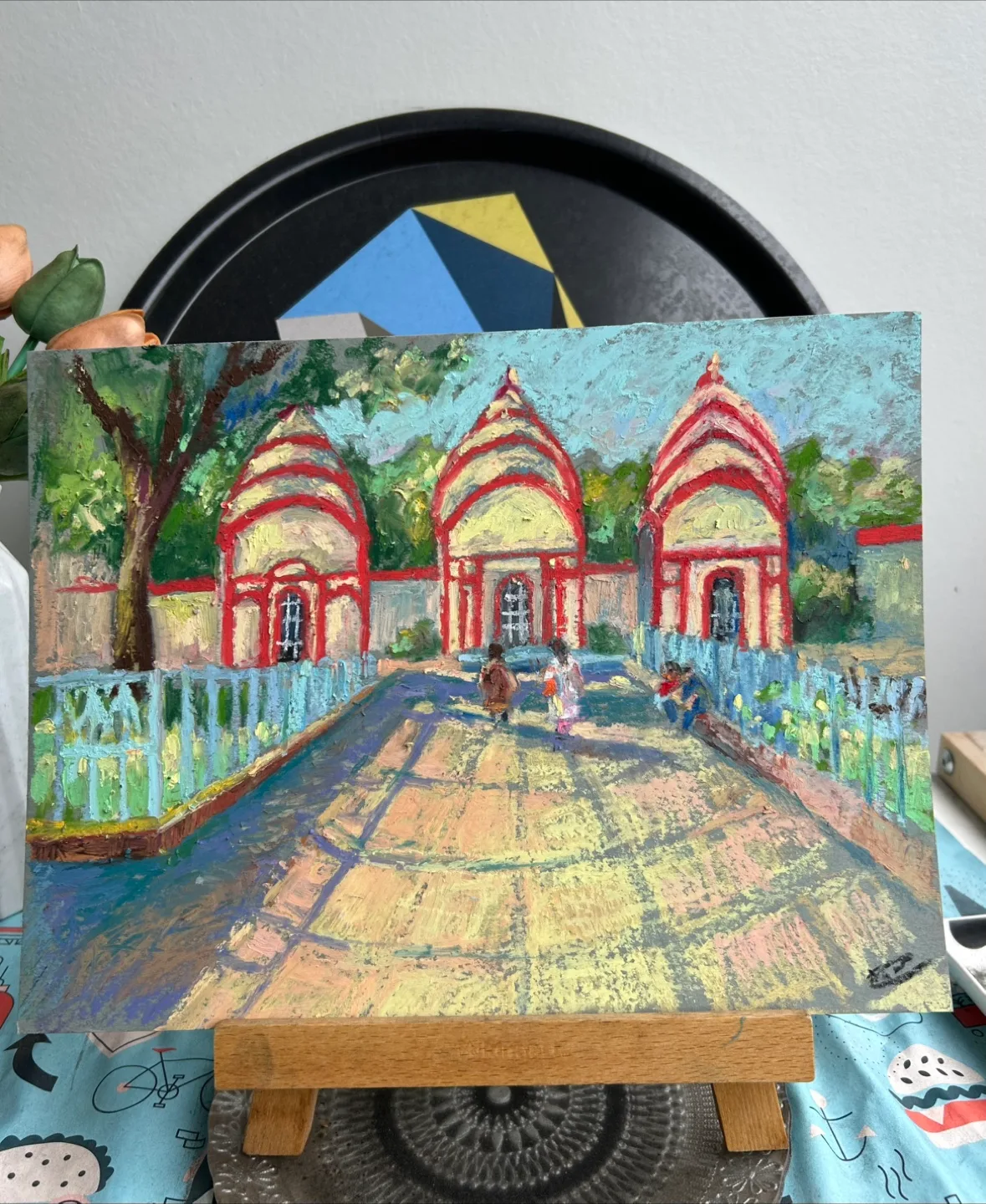 “Three Spires” Original Oil Pastel Painting image indicator(2)