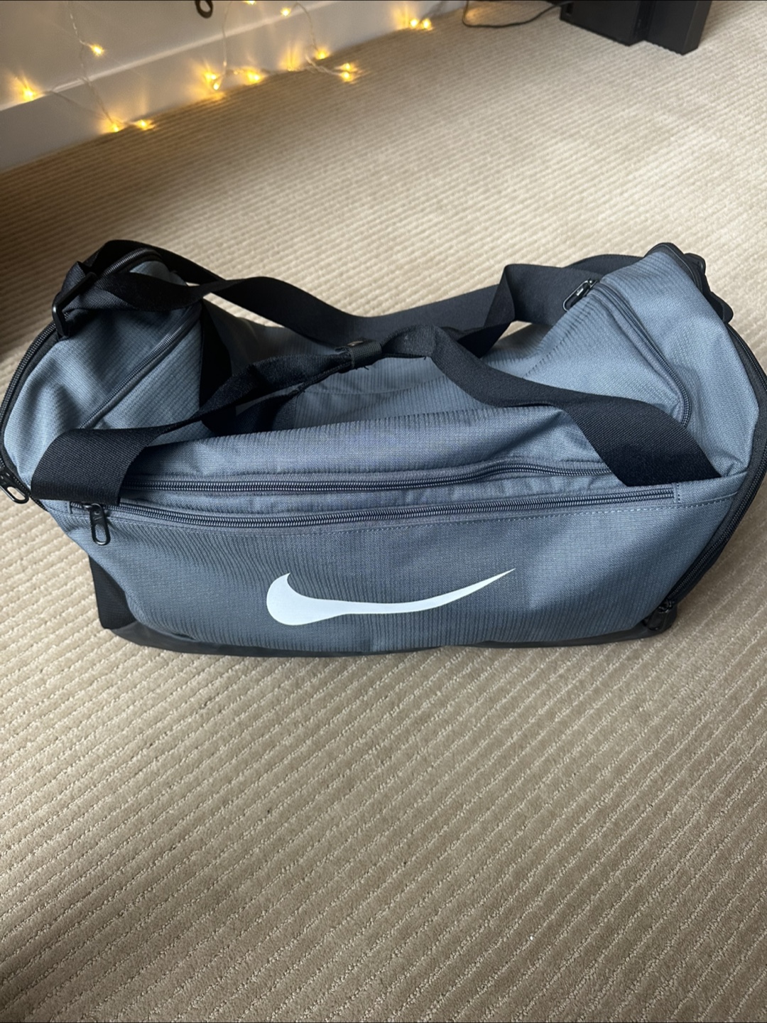 Nike Grey and Black Duffle Bag