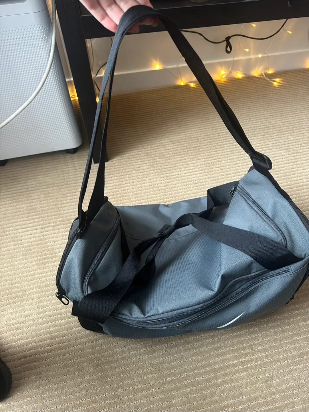 Nike Grey and Black Duffle Bag image indicator(3)