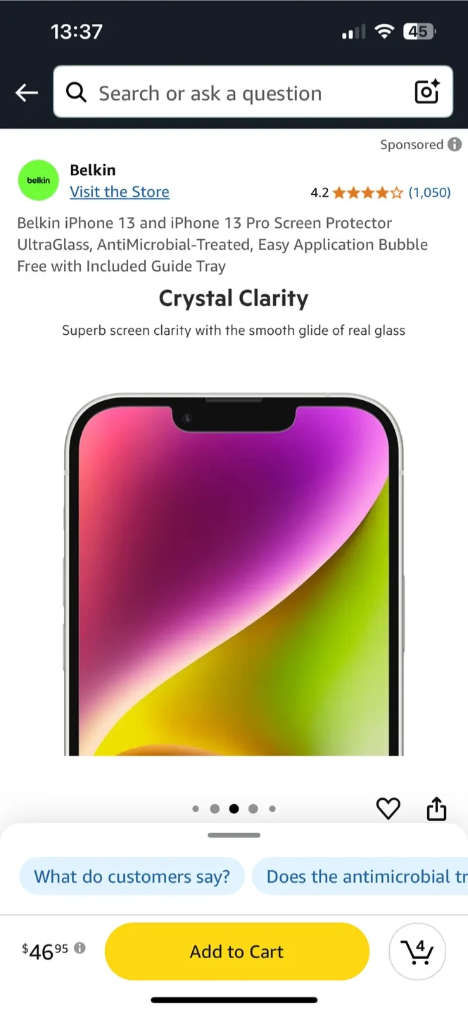 Belkin iPhone 13/13 Pro/14 Screen Protector image indicator(4)