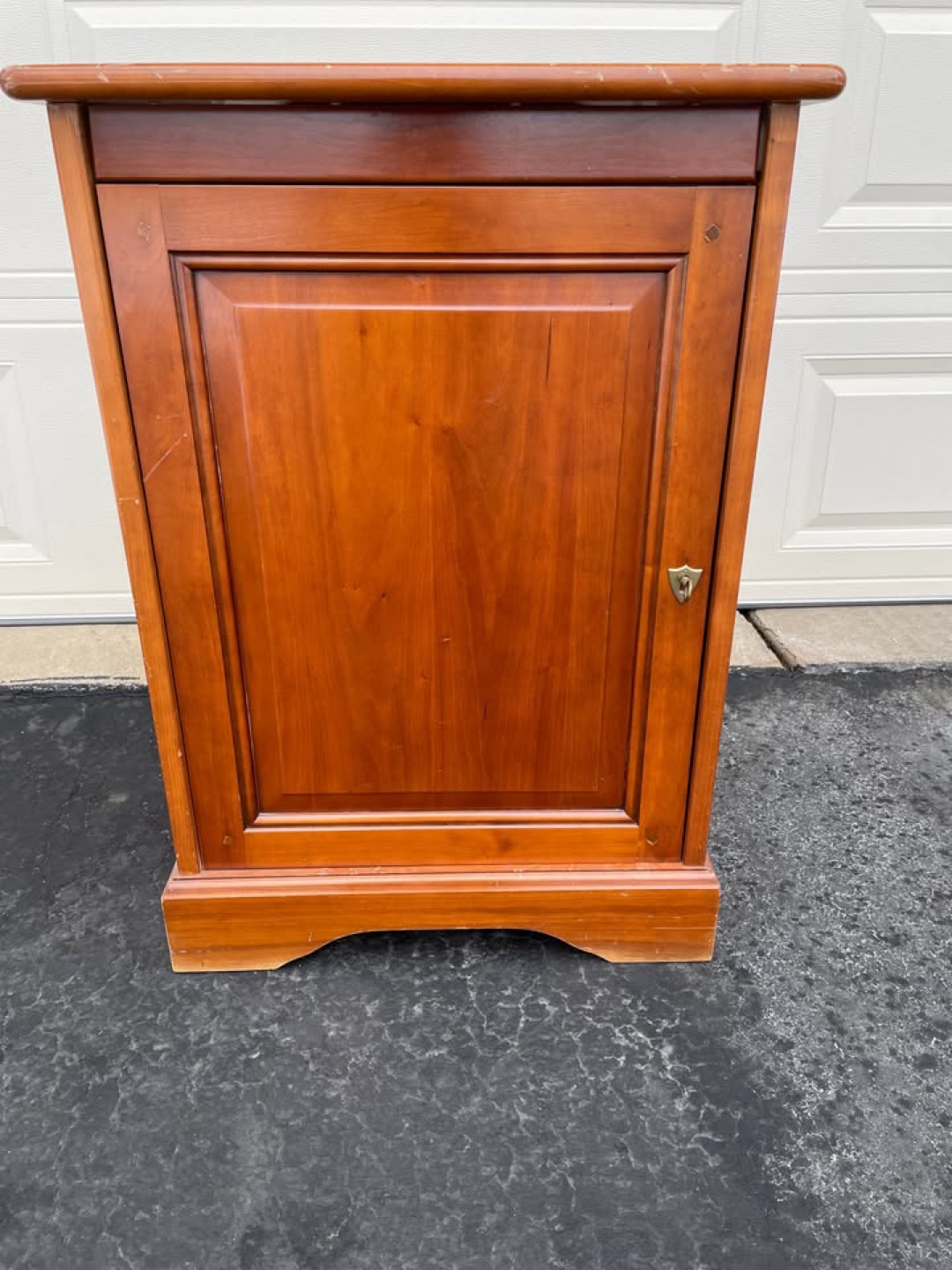 Solid cherry cabinet with Drop-Down Shelf