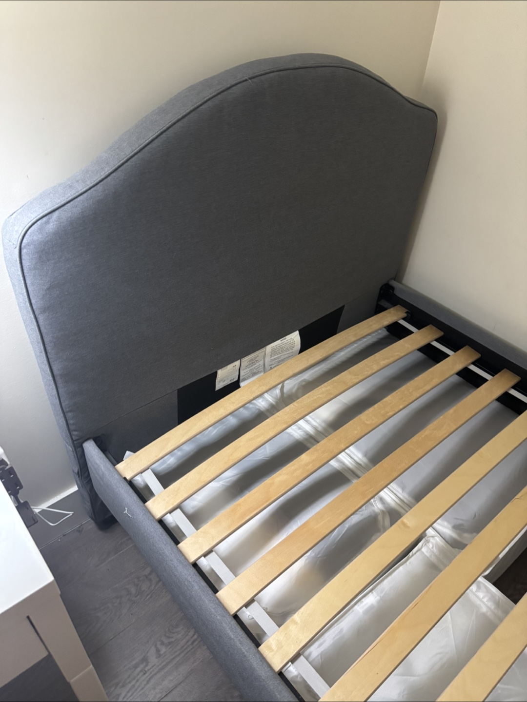 Grey Upholstered Twin Bed Frame - photo 2