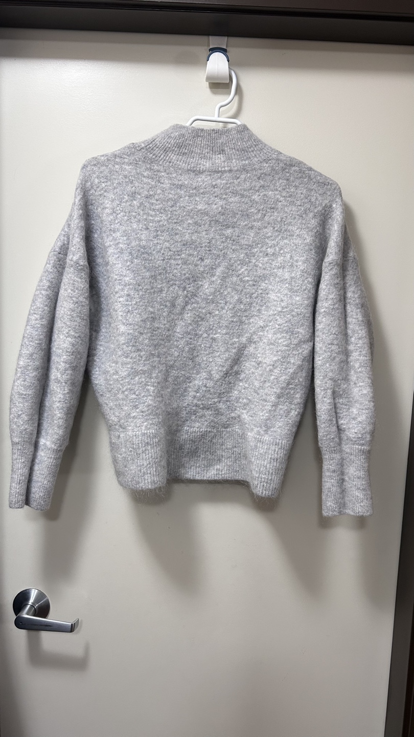 Grey wool and alpaca Mock Neck Sweater with Blue Detailing - photo 2