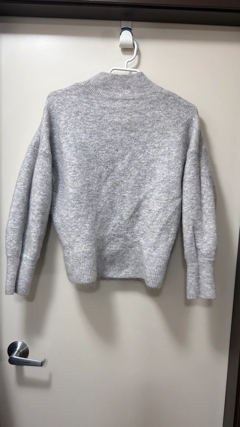 Grey wool and alpaca Mock Neck Sweater with Blue Detailing image indicator(2)