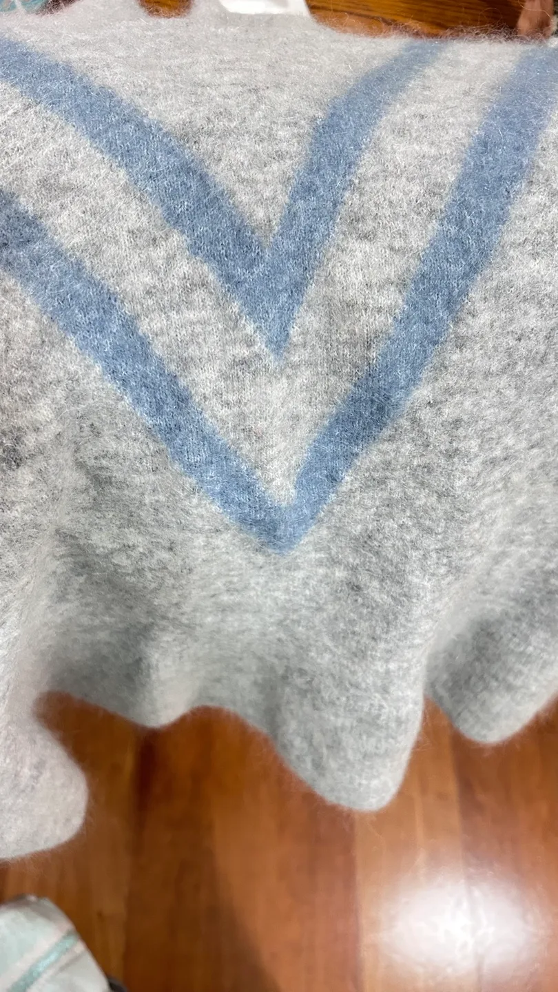 Grey wool and alpaca Mock Neck Sweater with Blue Detailing image indicator(6)