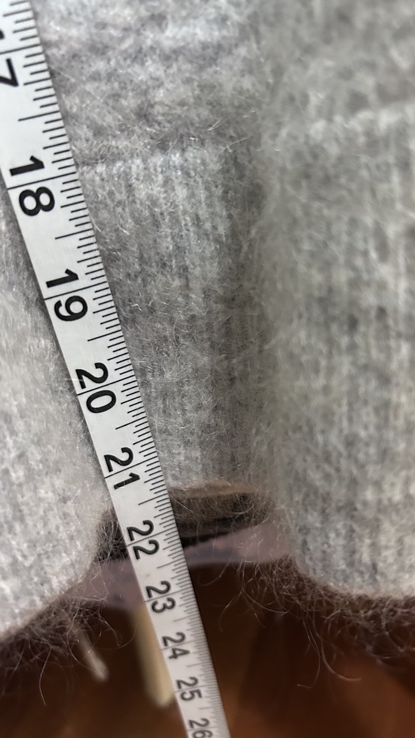 Grey wool and alpaca Mock Neck Sweater with Blue Detailing - photo 4