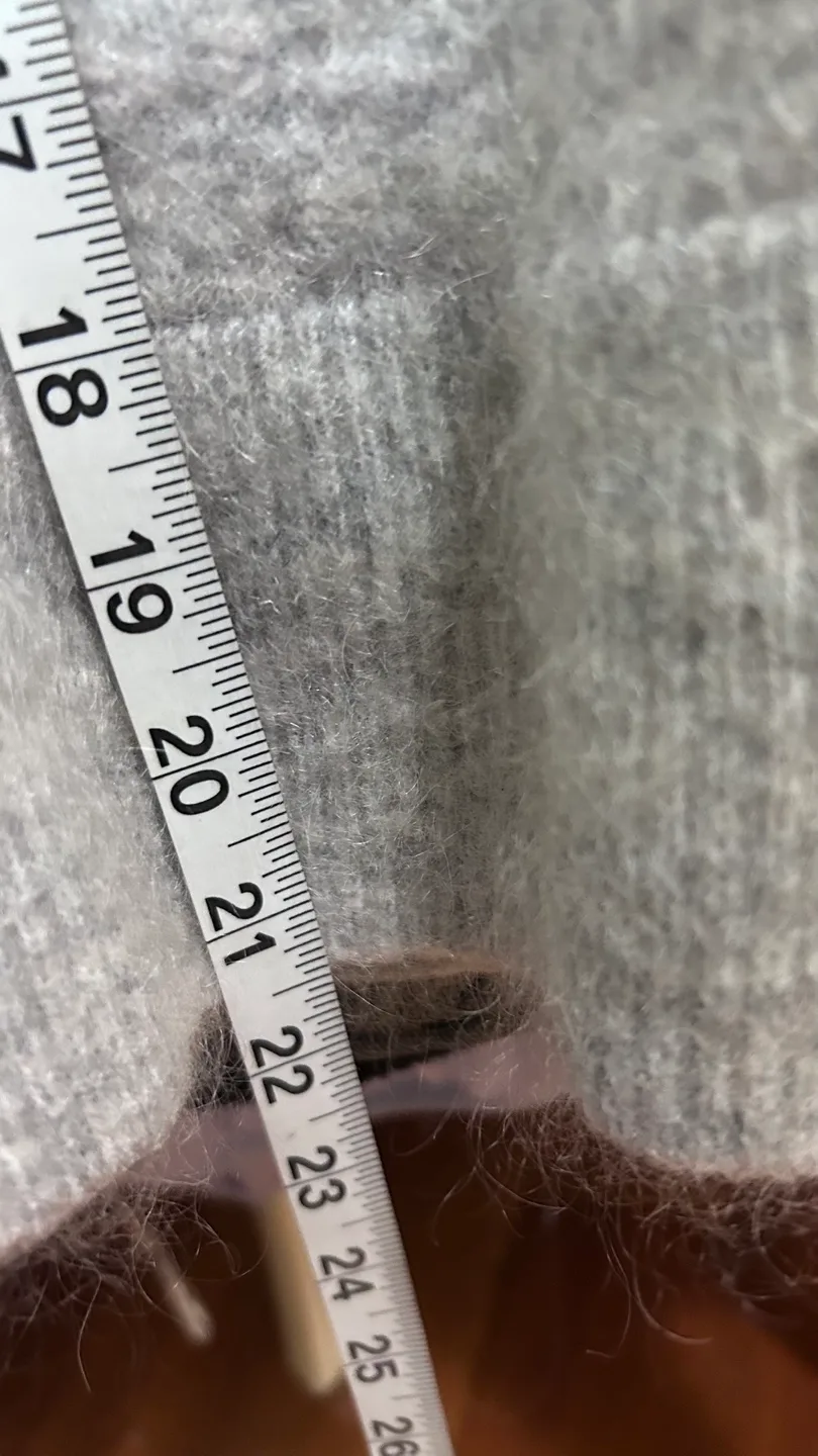 Grey wool and alpaca Mock Neck Sweater with Blue Detailing image indicator(4)