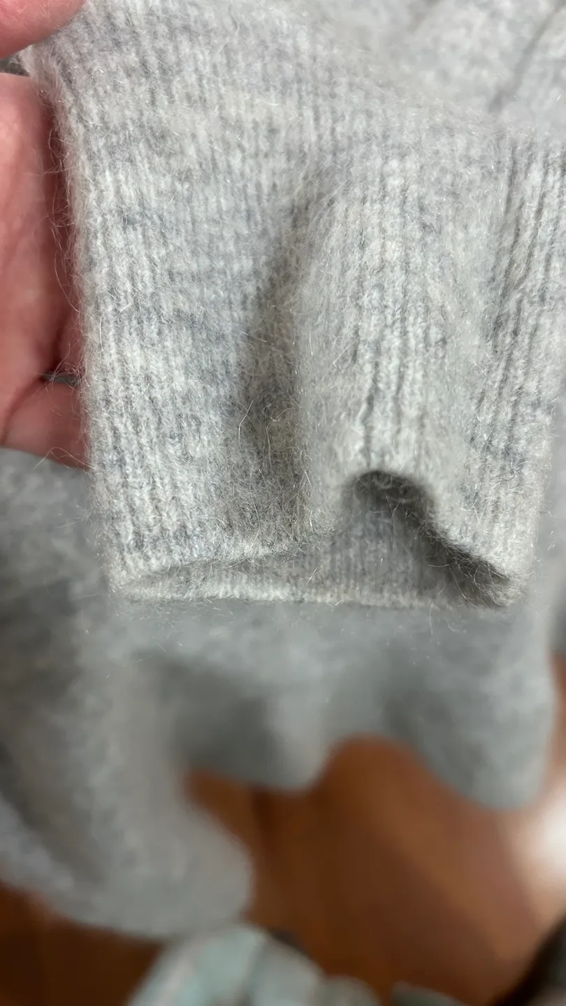 Grey wool and alpaca Mock Neck Sweater with Blue Detailing image indicator(8)