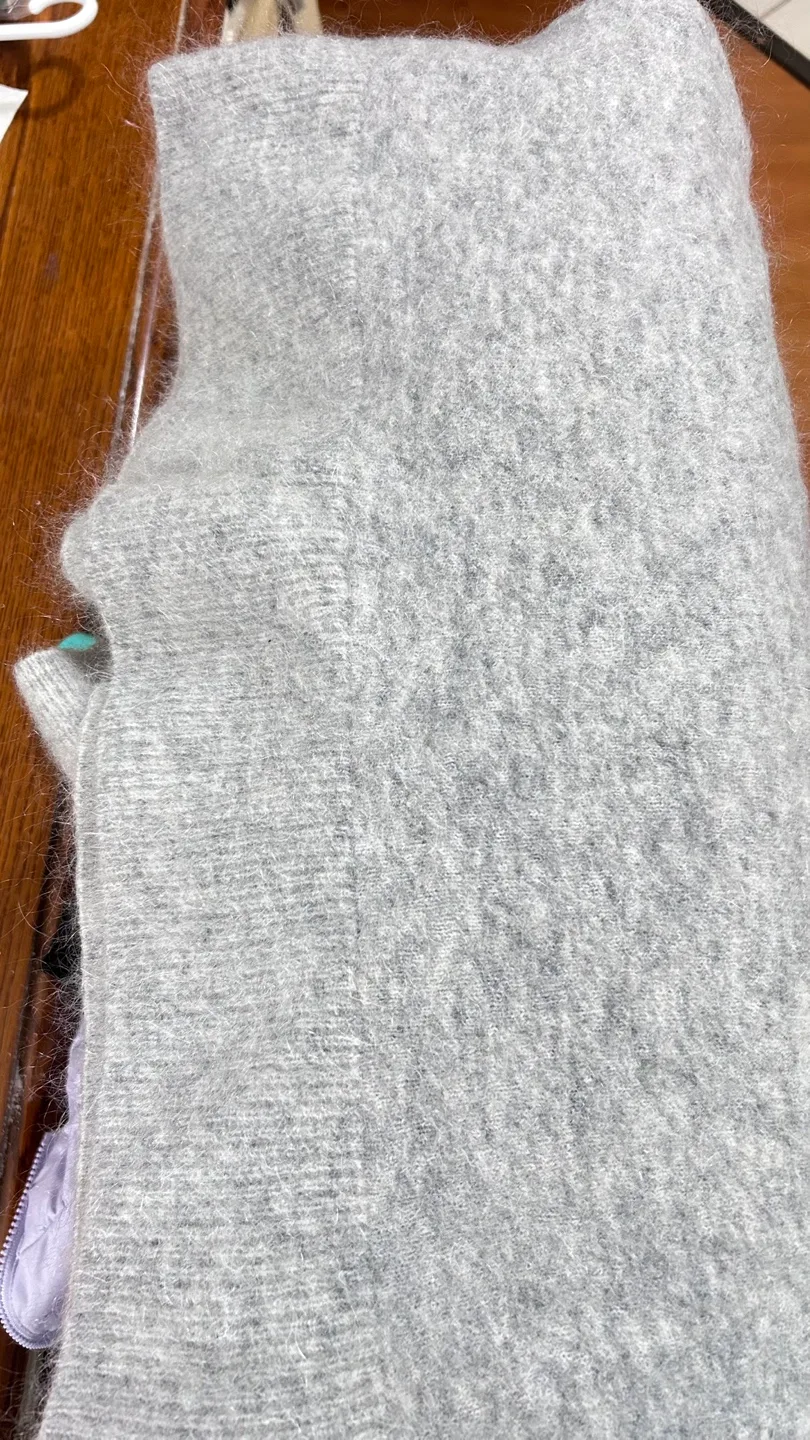 Grey wool and alpaca Mock Neck Sweater with Blue Detailing image indicator(9)