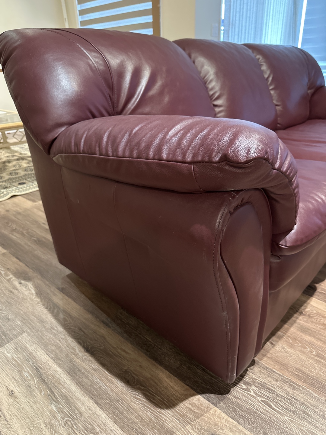 Burgundy Leather Sofa - photo 2