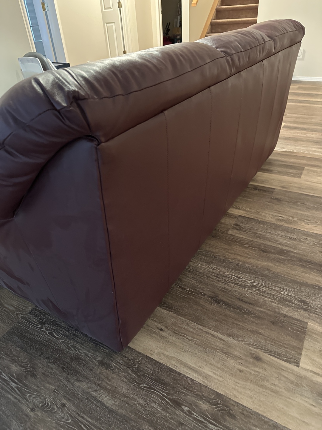Burgundy Leather Sofa - photo 4