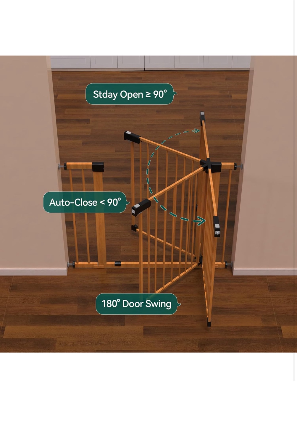Wooden Baby Safety Gate with Double Lock - photo 5